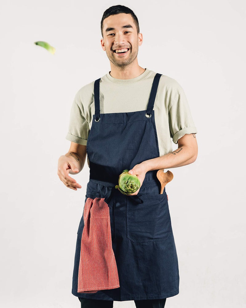 Caldo Crossback Kitchen Apron for Cooking (Navy) - Image 4
